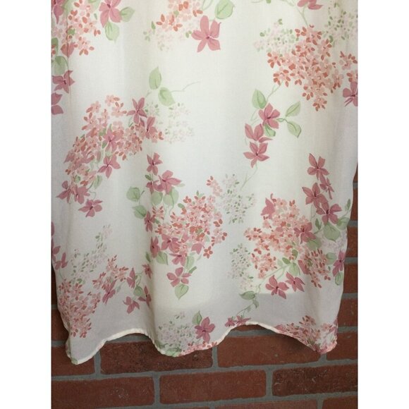 Vintage Floral Midi Dress White Pink Sleeveless Size 6P Easter Feminine - Picture 3 of 8